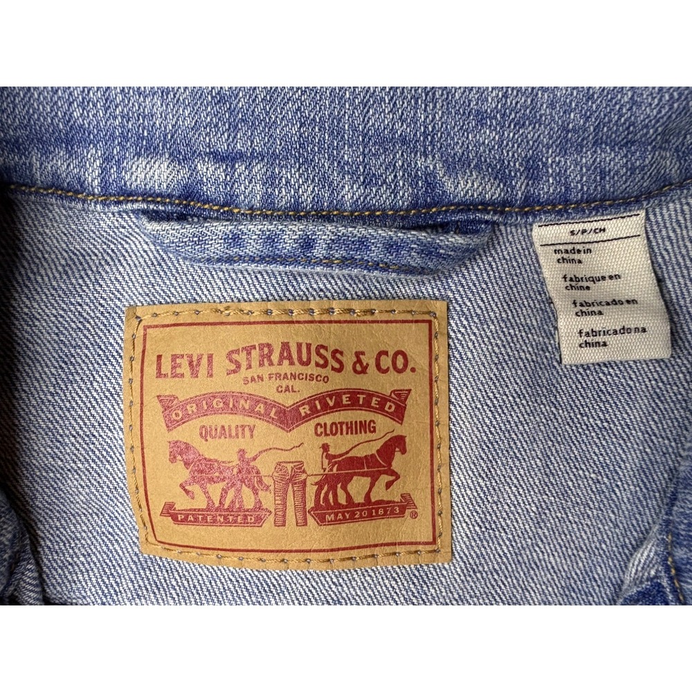 Levis Trucker Jacket Womens S Blue Denim Button Western Ranch Pockets‎ - Picture 4 of 5